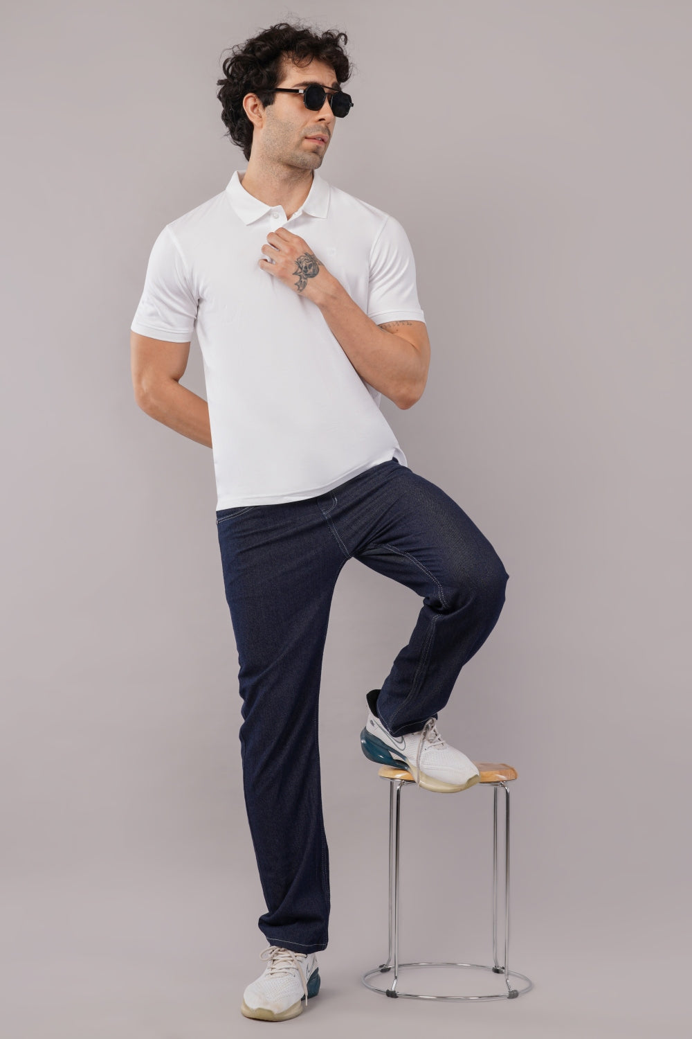 Louis Philippe Solid White  Half Sleeve Polo  T-shirt
