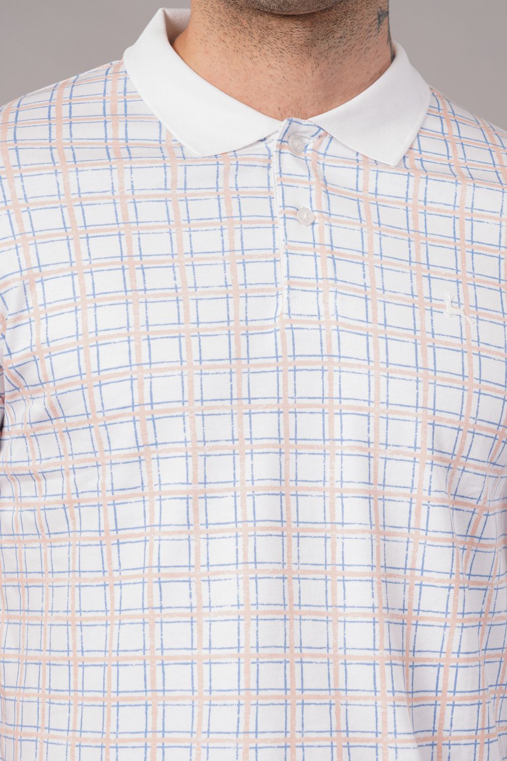 Parx White Checkered Half Sleeve Polo T-shirt