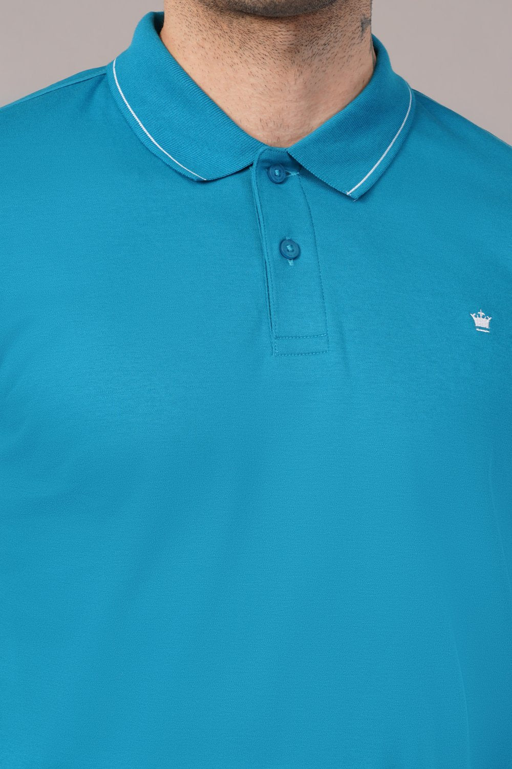 Louis Philippe Solid Sky Blue  Half Sleeve Polo  T-shirt