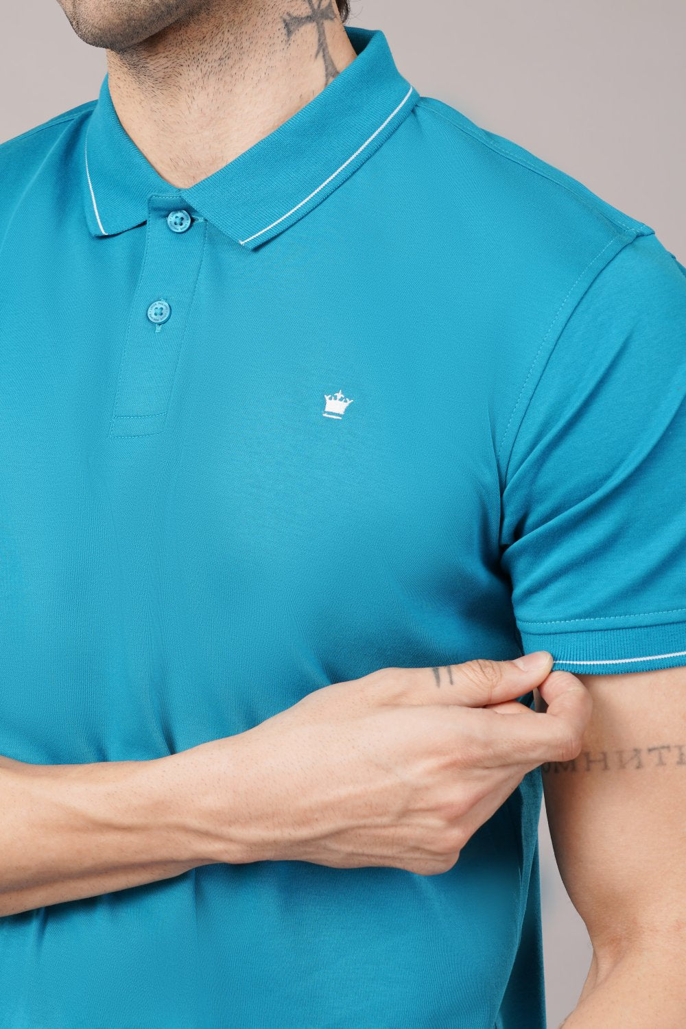 Louis Philippe Solid Sky Blue  Half Sleeve Polo  T-shirt