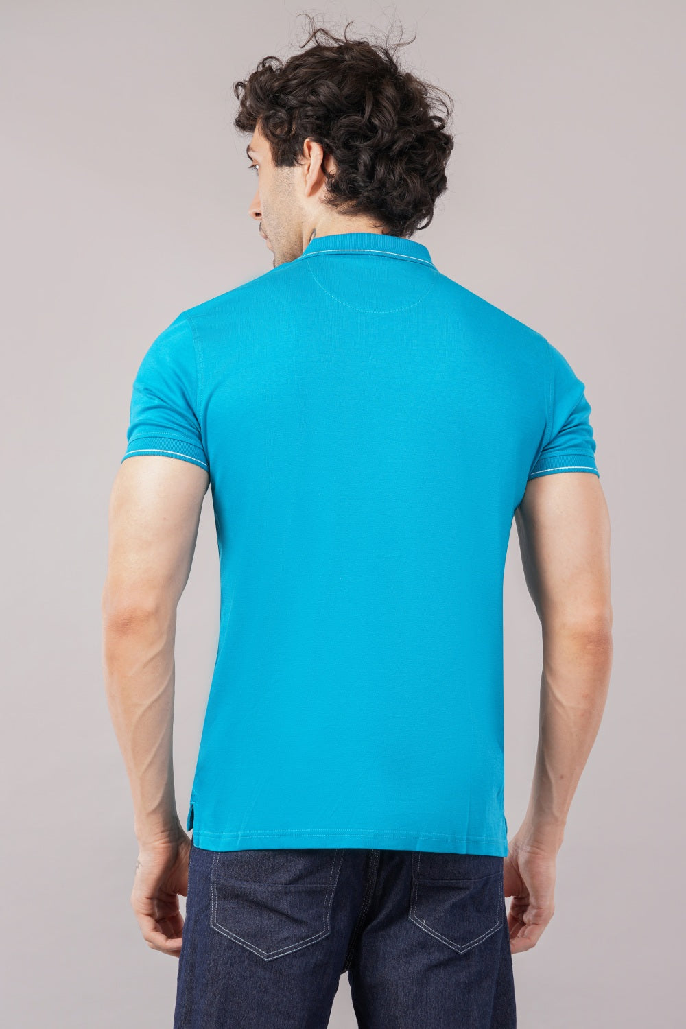 Louis Philippe Solid Sky Blue  Half Sleeve Polo  T-shirt