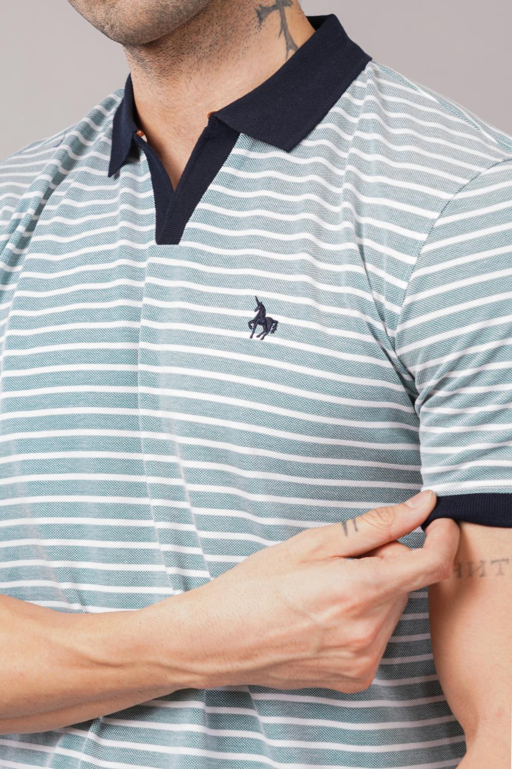 Van Heusen Half Sleeve Striped Polo  T-shirt