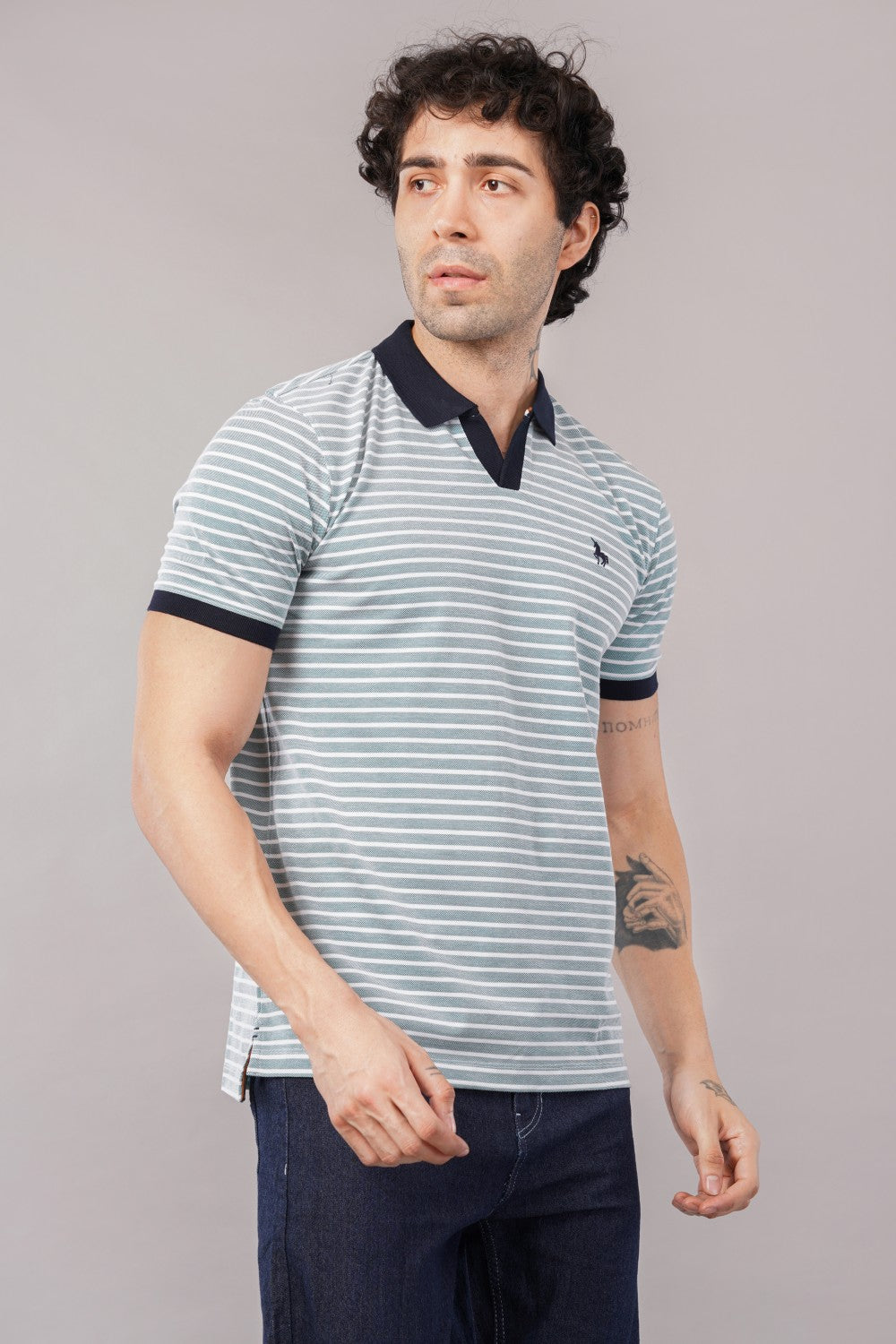 Van Heusen Half Sleeve Striped Polo  T-shirt