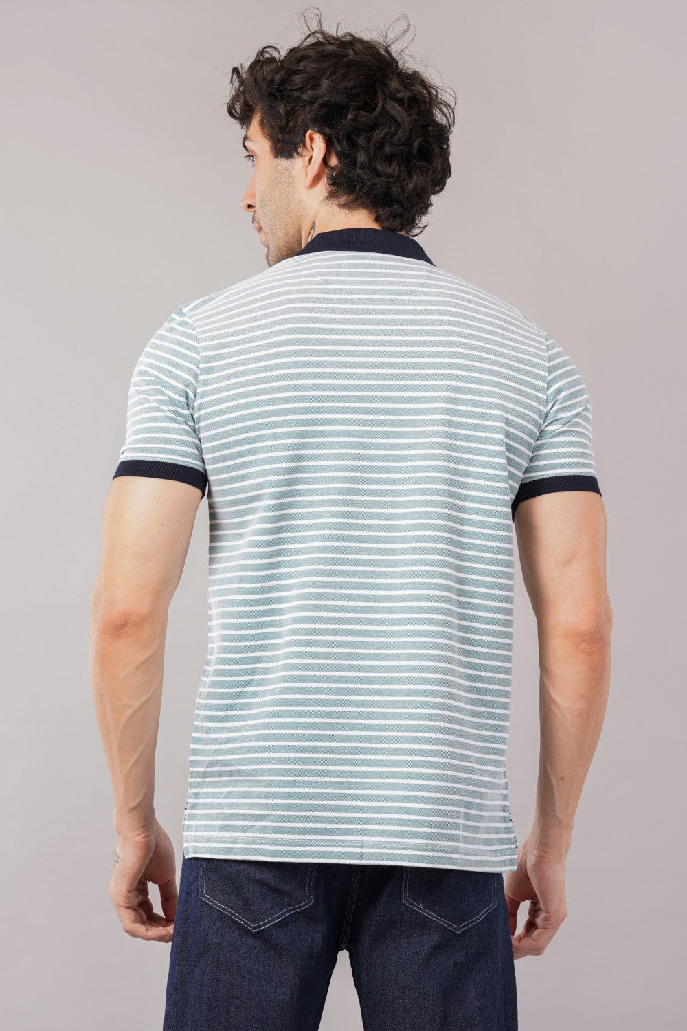 Van Heusen Half Sleeve Striped Polo  T-shirt
