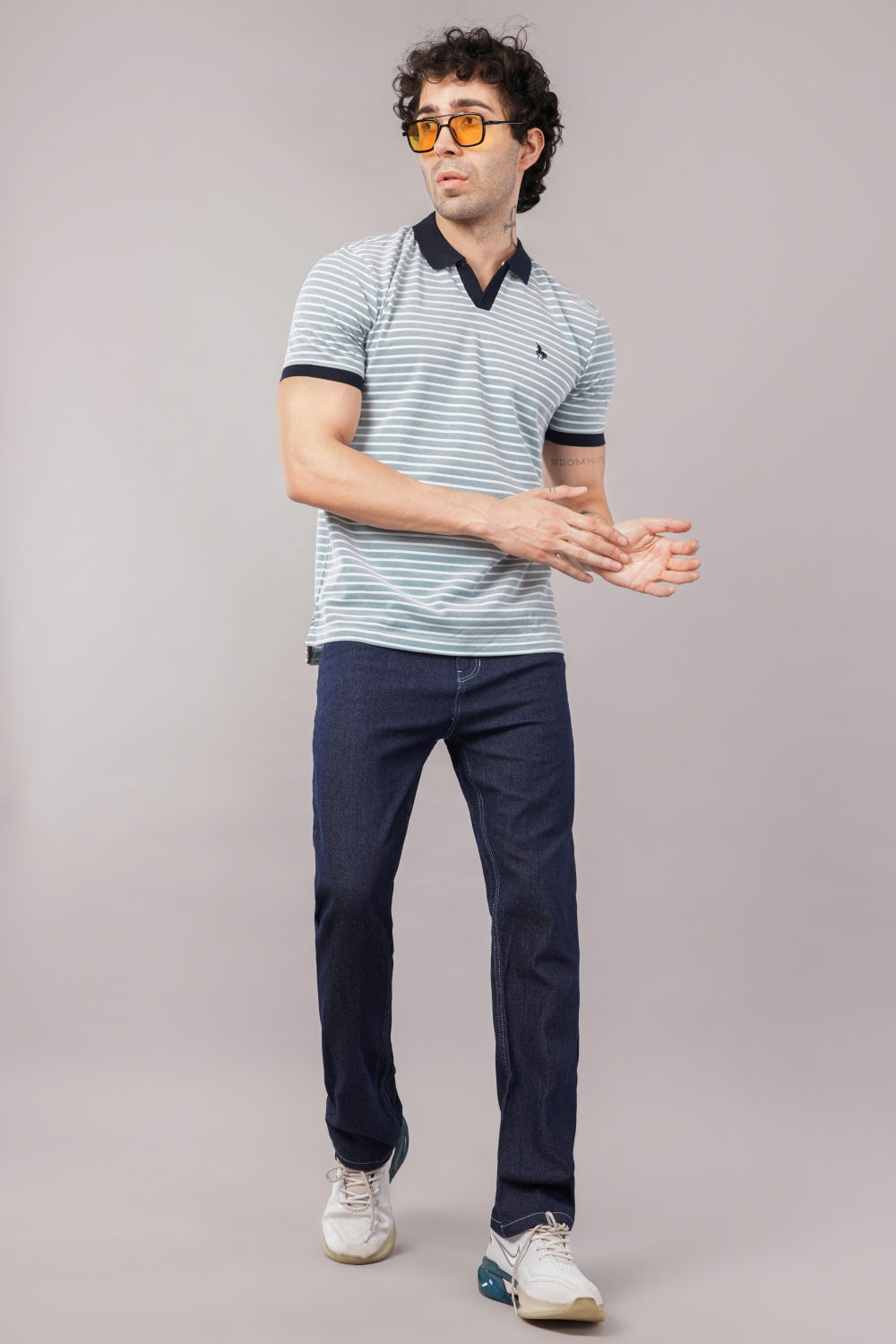Van Heusen Half Sleeve Striped Polo  T-shirt
