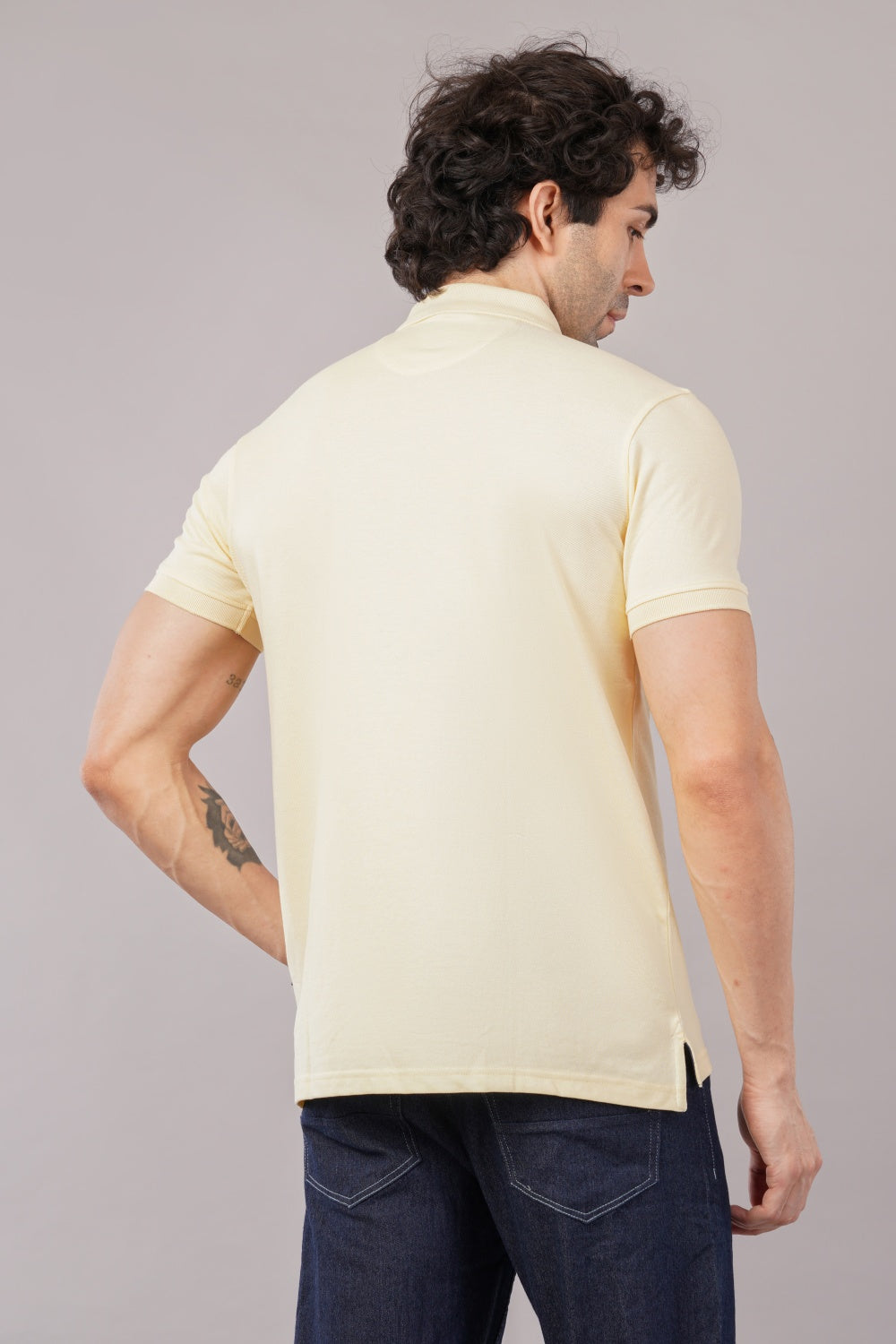 Van Heusen Light Yellow Half Sleeve  Soild Polo  T-shirt