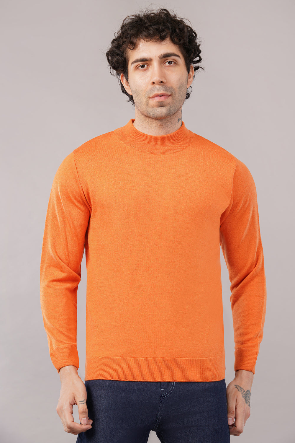 Elevate Classic Solid Turtle Neck Knit Mens Sweater