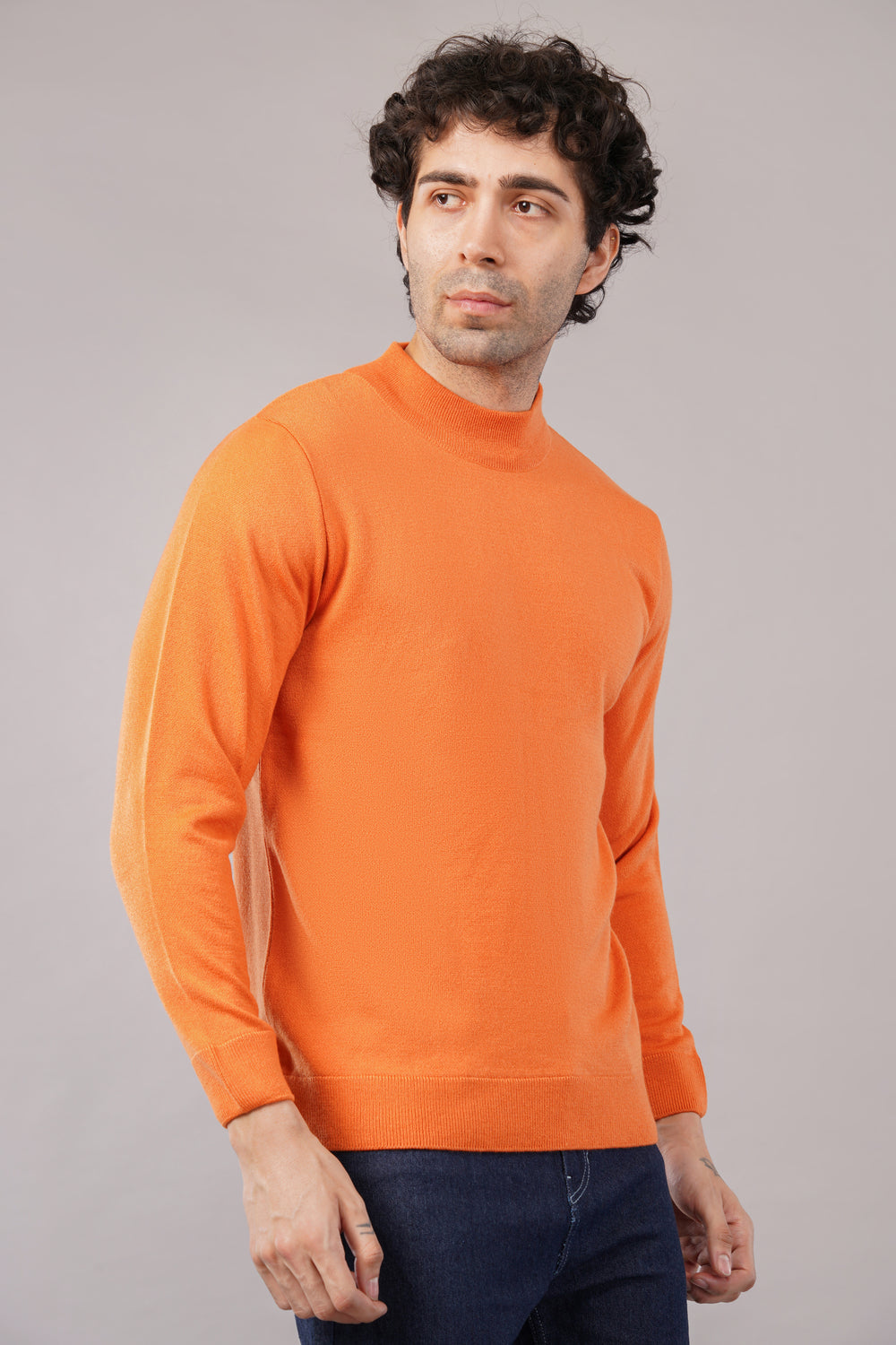 Elevate Classic Solid Turtle Neck Knit Mens Sweater