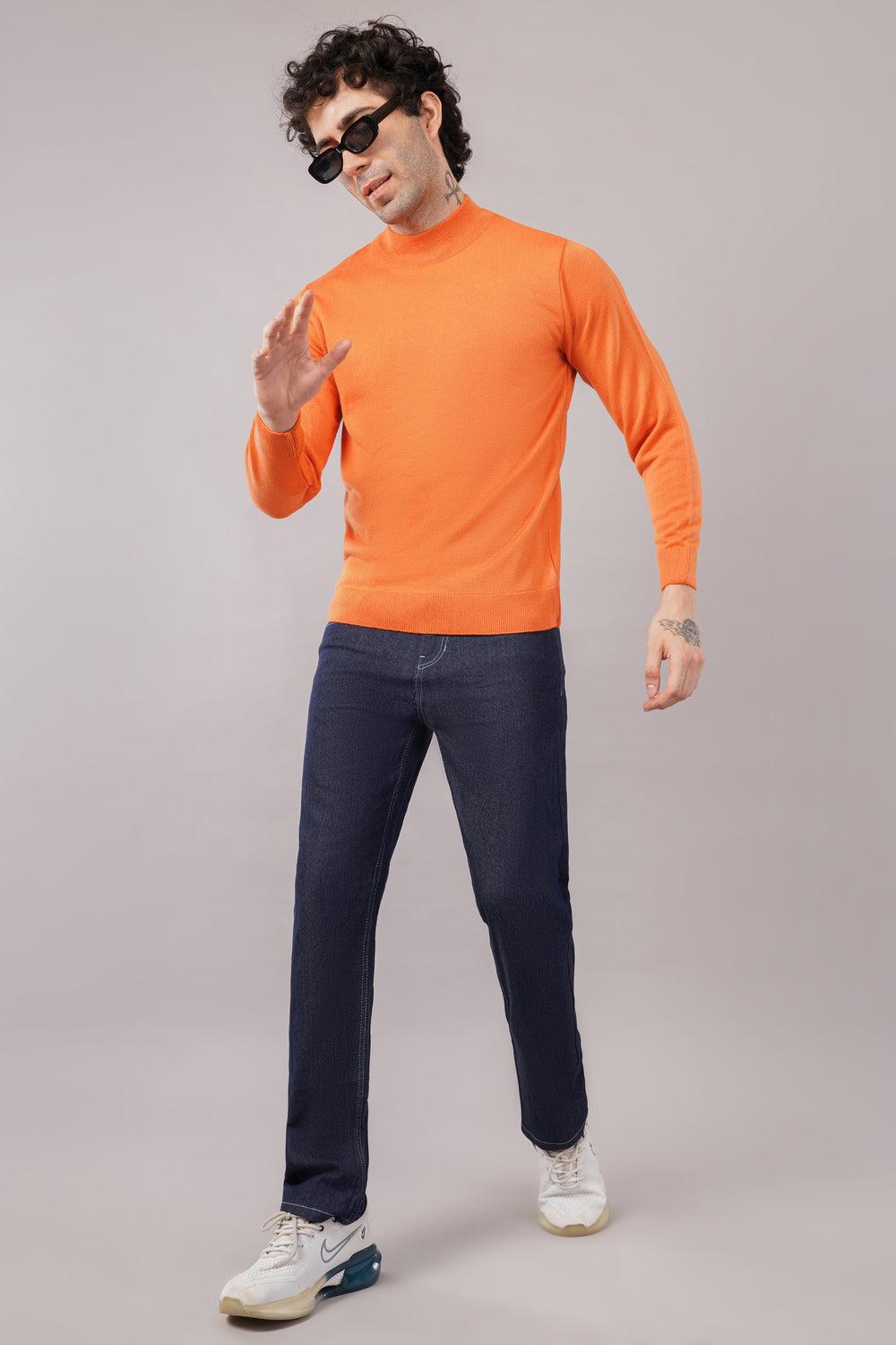 Elevate Classic Solid Turtle Neck Knit Mens Sweater