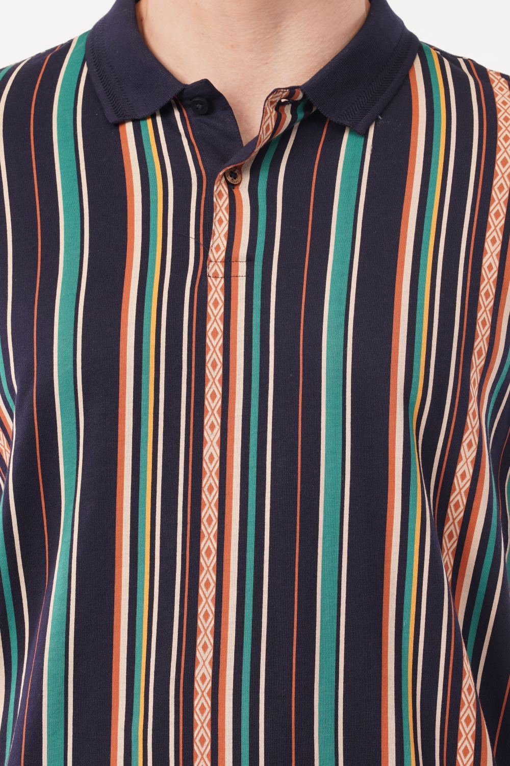 Louis Philippe Multicolor Vertical Striped Half Sleeve Polo  T-shirt