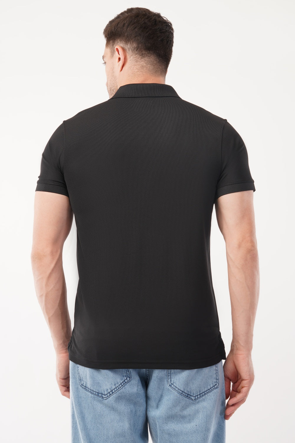 Parx Black Solid  Half Sleeve Polo T-shirt