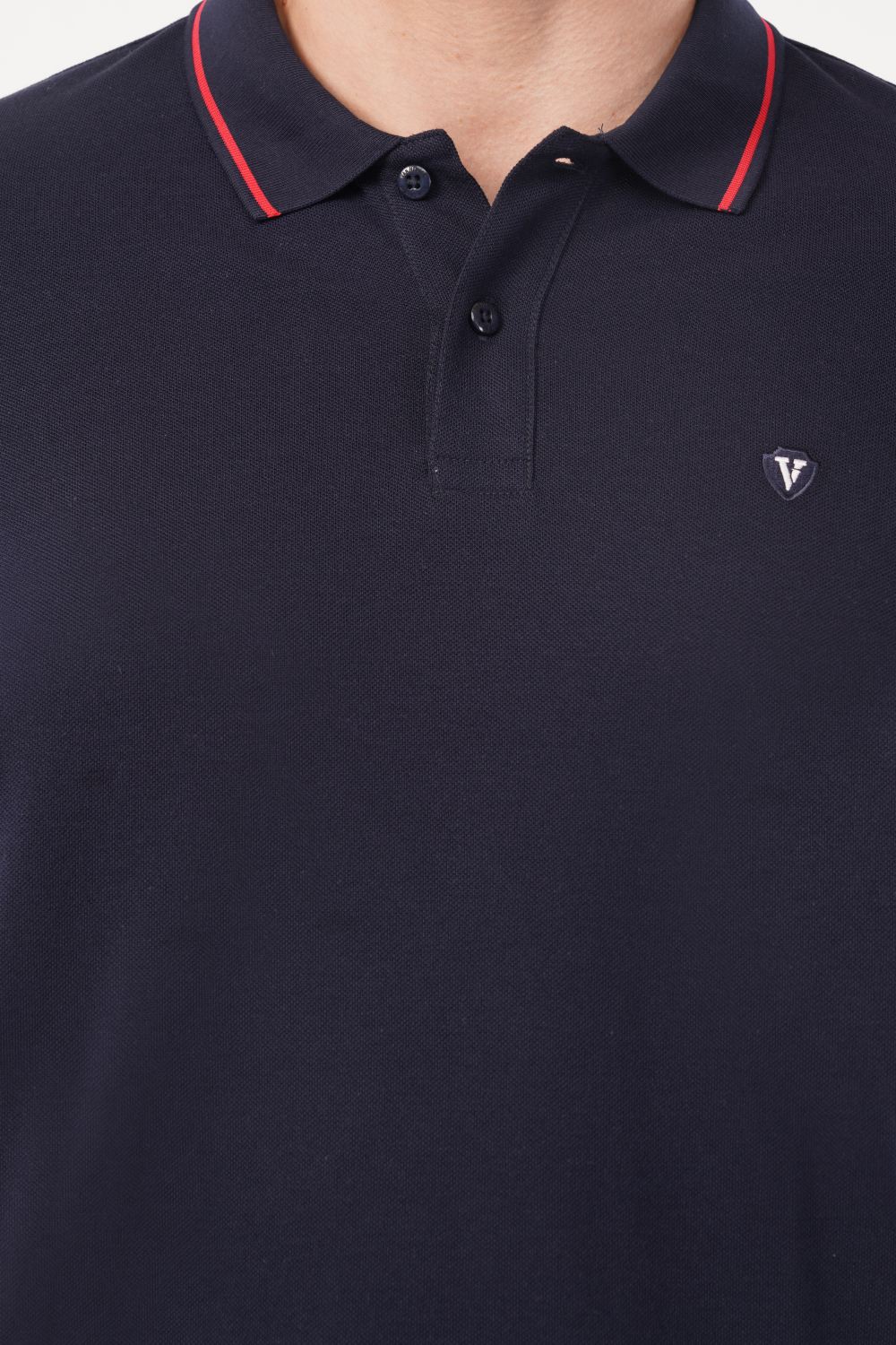 Van Heusen Blue Solid Design Tipping Half Sleeve Polo T-shirt