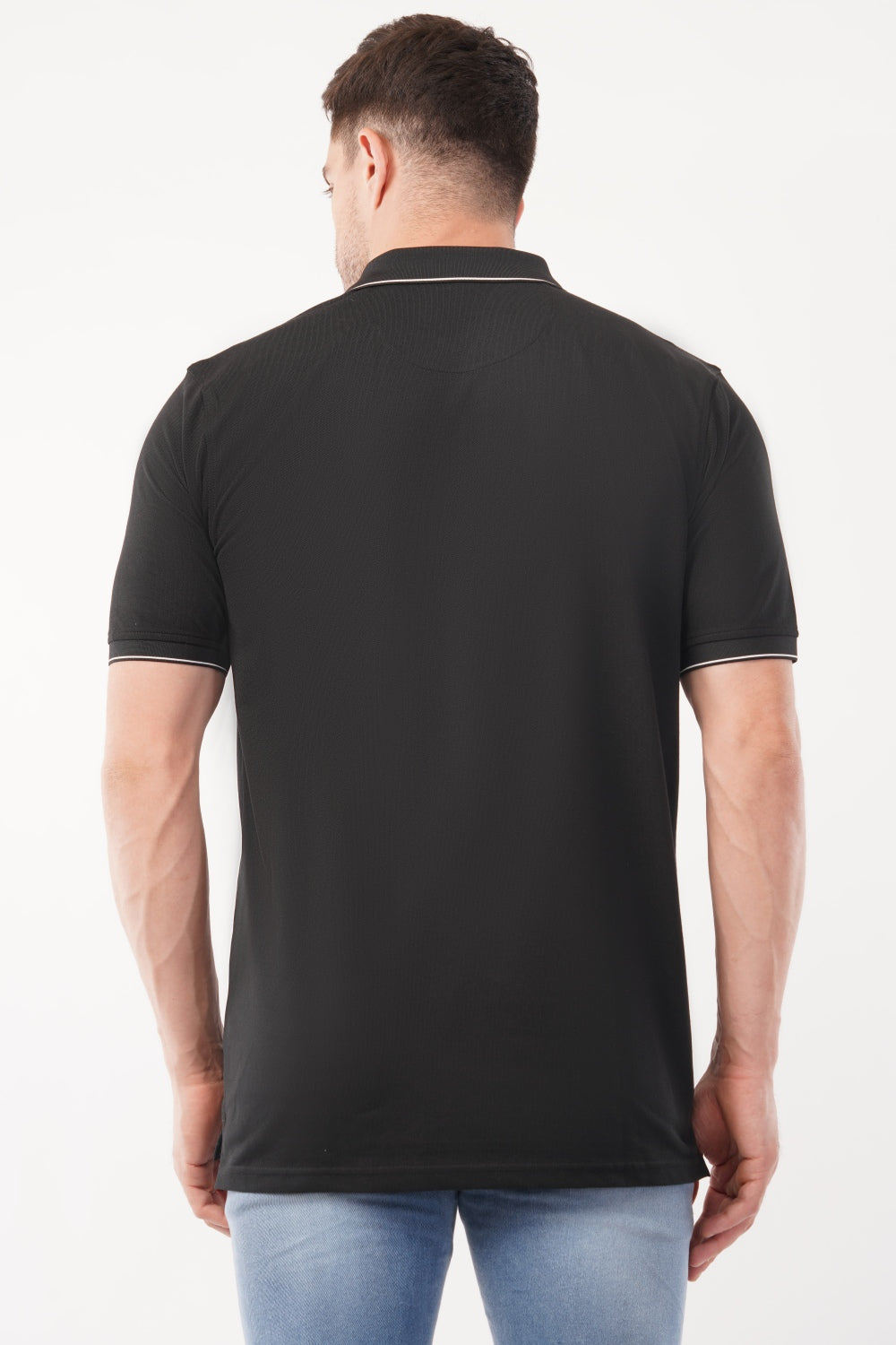 Louis Philippe Solid Black Half Sleeve Polo  T-shirt