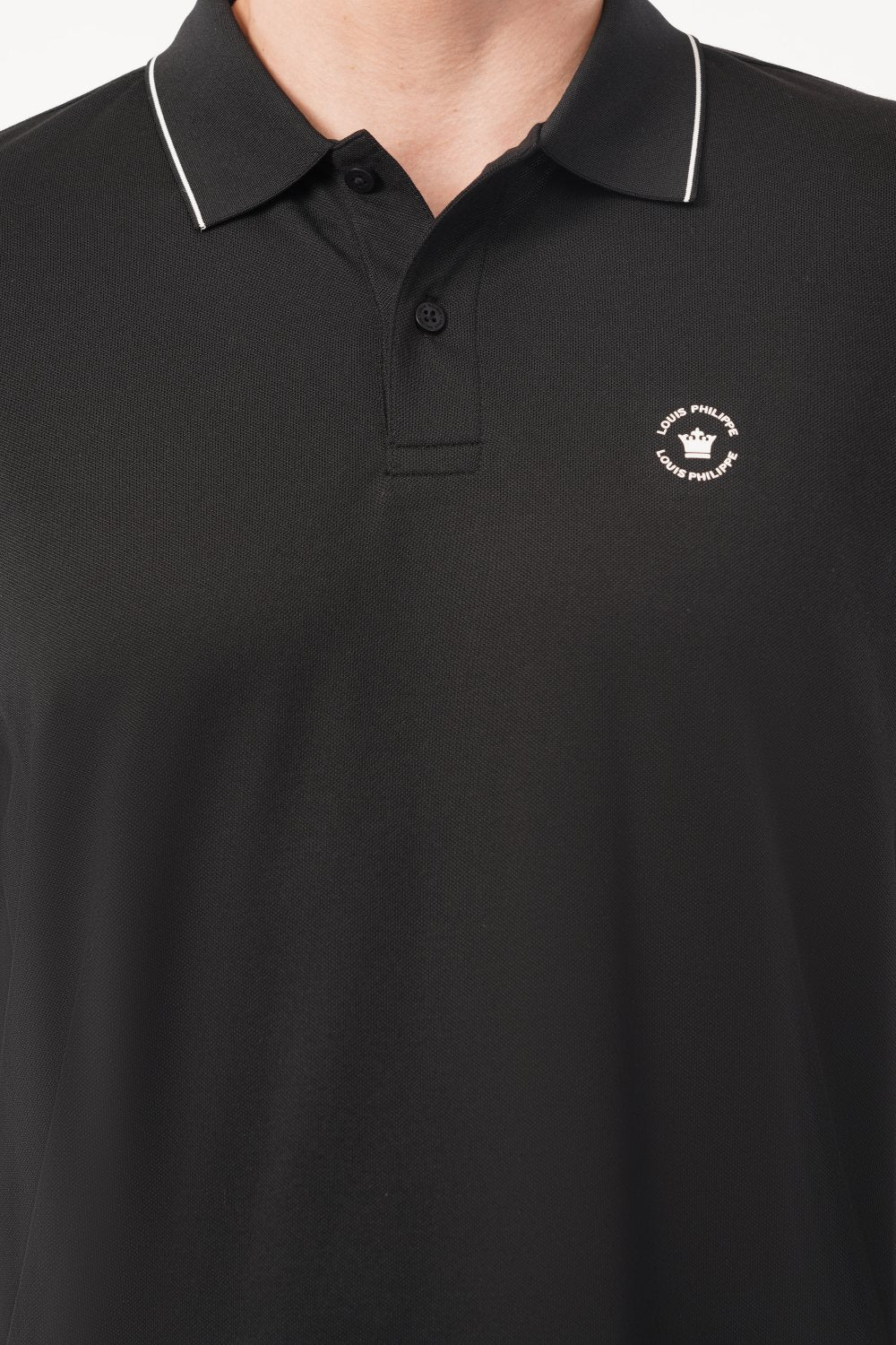 Louis Philippe Solid Black Half Sleeve Polo  T-shirt