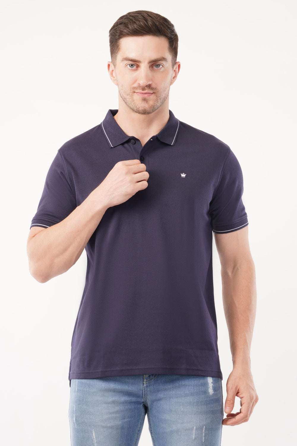 Louis Philippe Navy Solid Blue  Half Sleeve Polo  T-shirt