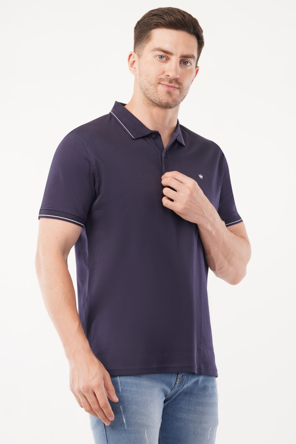 Louis Philippe Navy Solid Blue  Half Sleeve Polo  T-shirt
