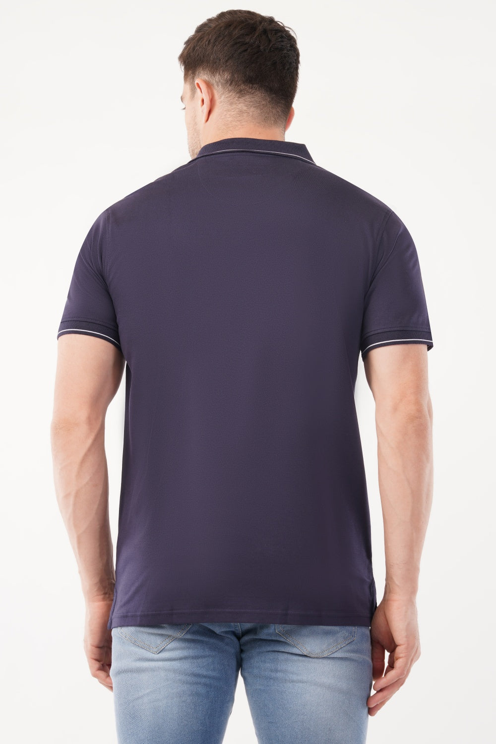 Louis Philippe Navy Solid Blue  Half Sleeve Polo  T-shirt