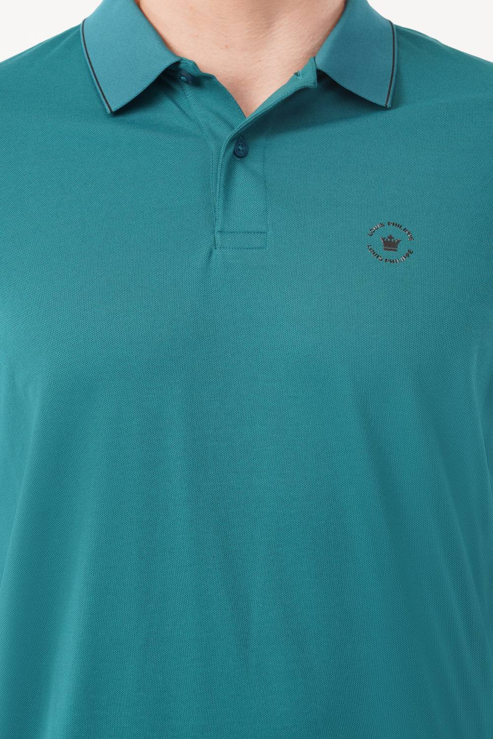 Louis Philippe Solid Teal Green Half Sleeve Polo  T-shirt