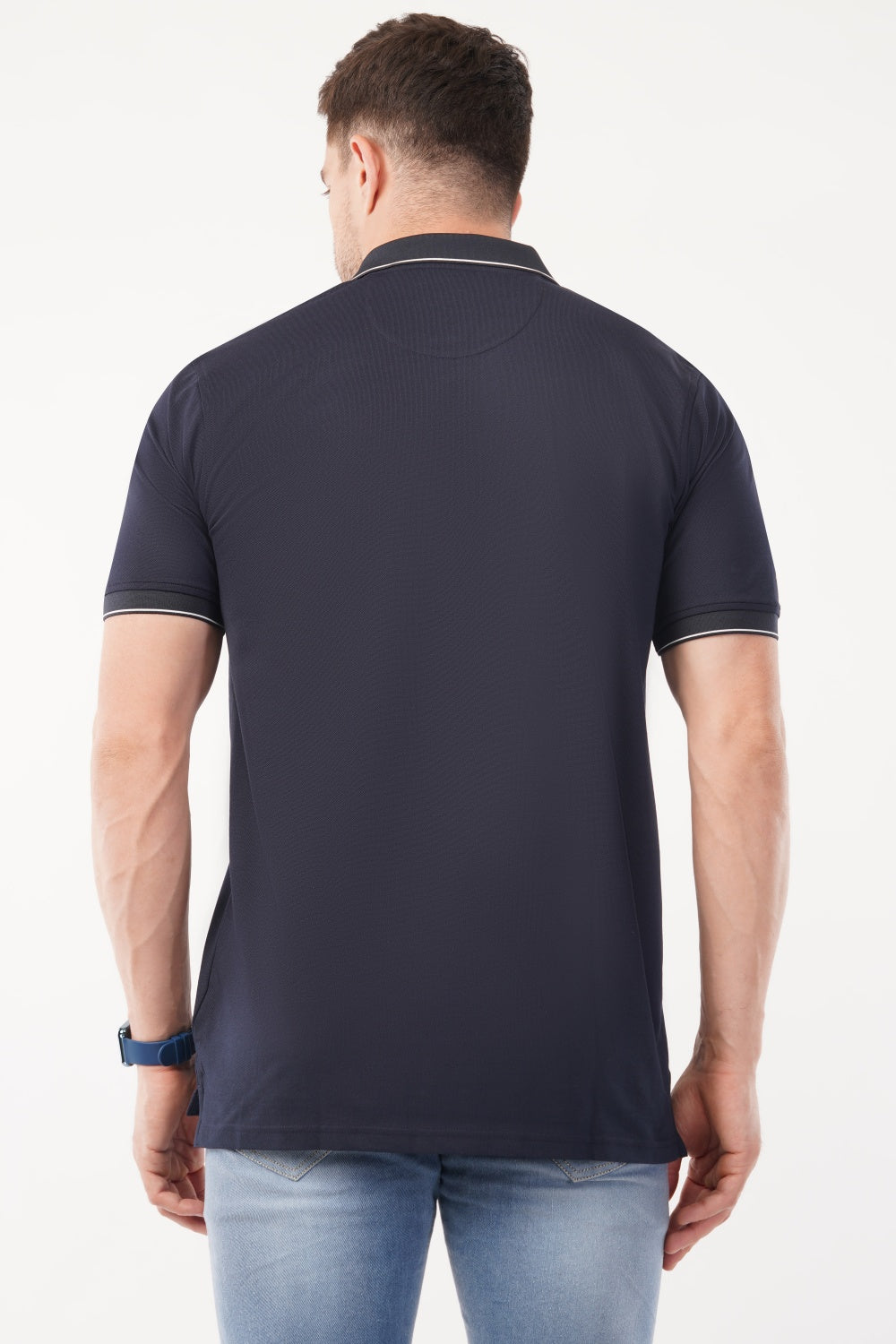 Louis Philippe Solid Navy Half Sleeve Polo  T-shirt