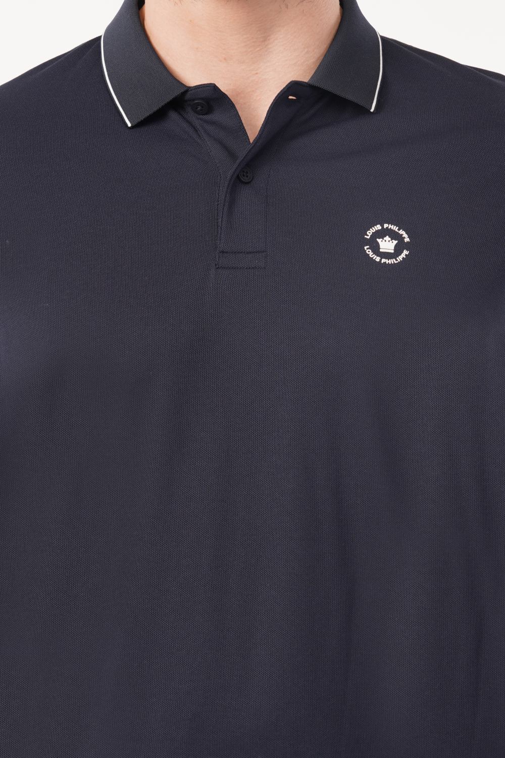 Louis Philippe Solid Navy Half Sleeve Polo  T-shirt