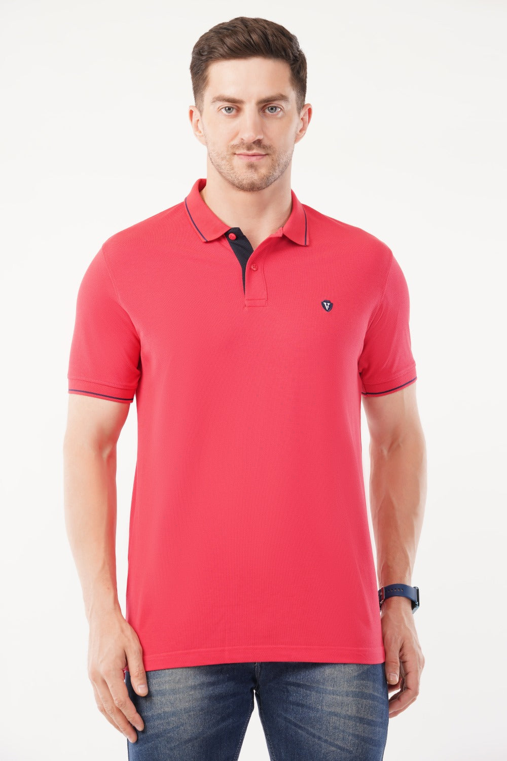 Van Heusen Maroon Solid  Half Sleeve Polo  T-shirt