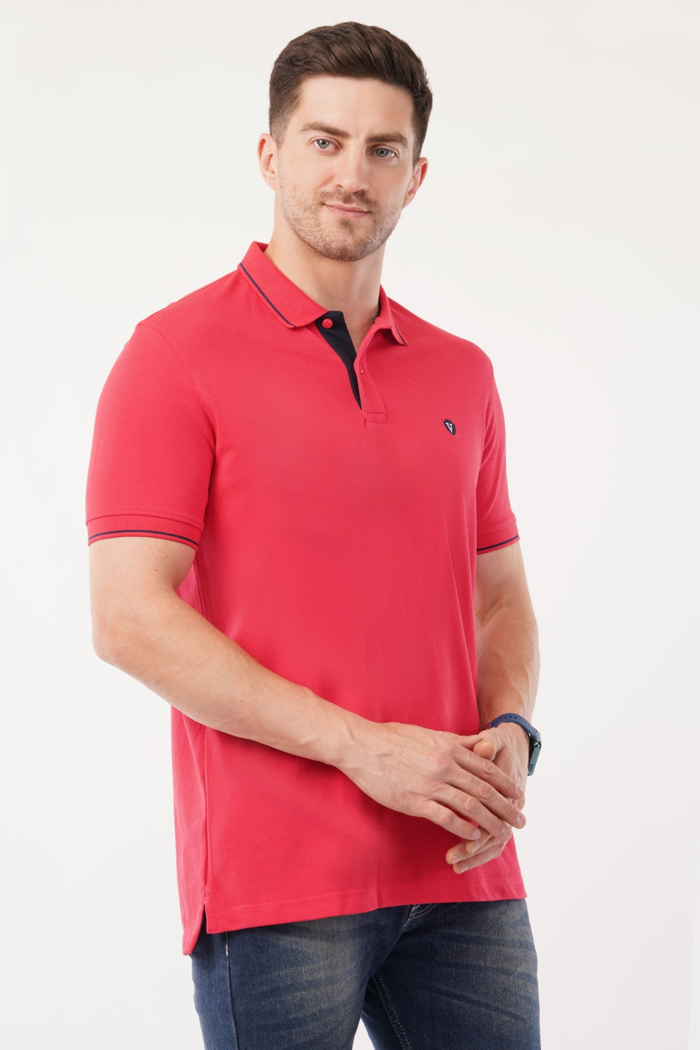 Van Heusen Maroon Solid  Half Sleeve Polo  T-shirt