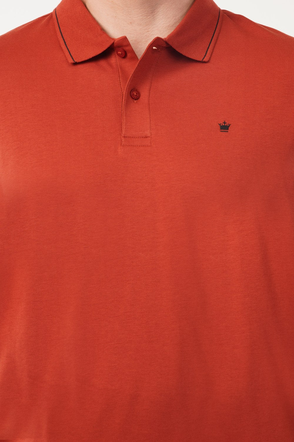Louis Philippe Solid Rust Orange Half Sleeve Polo  T-shirt