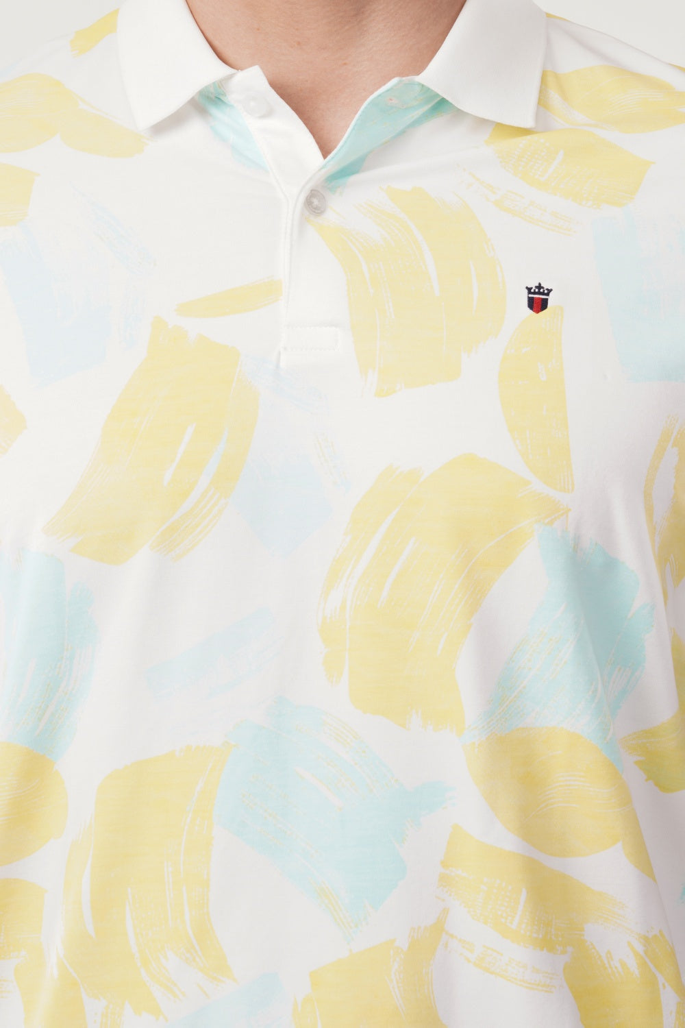 Louis Philippe Yellow & Blue Abstract Print Half Sleeve Polo  T-shirt