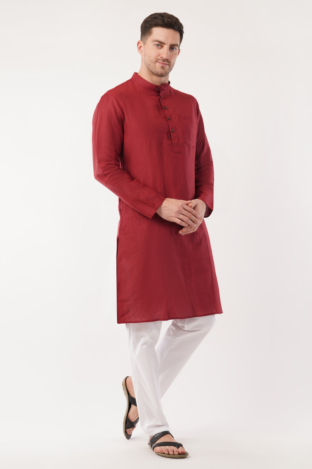 Soul Armor Solid Mandarin Collar Full Sleeve Kurta Set