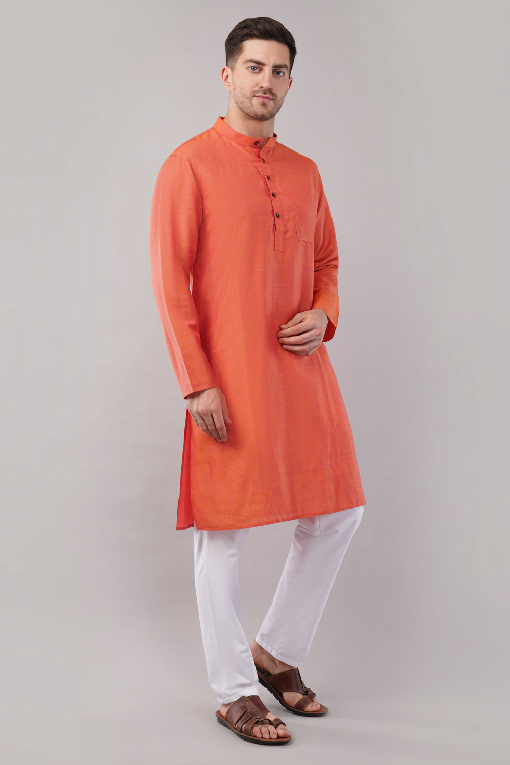 Soul Armor Solid Mandarin Collar Full Sleeve Kurta Set
