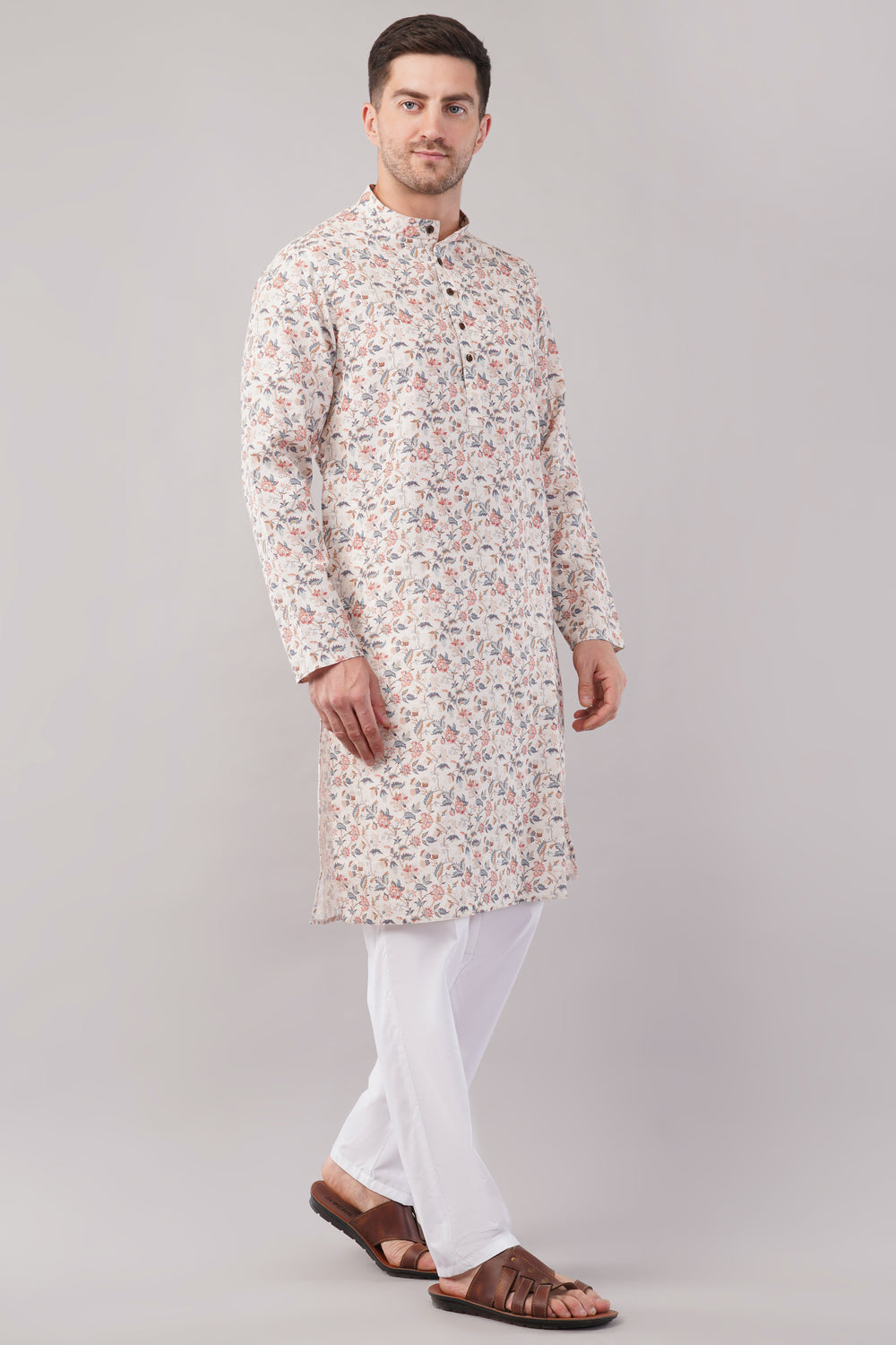 Soul Armor Floral Print Cotton Long Sleeve Straight Kurta set