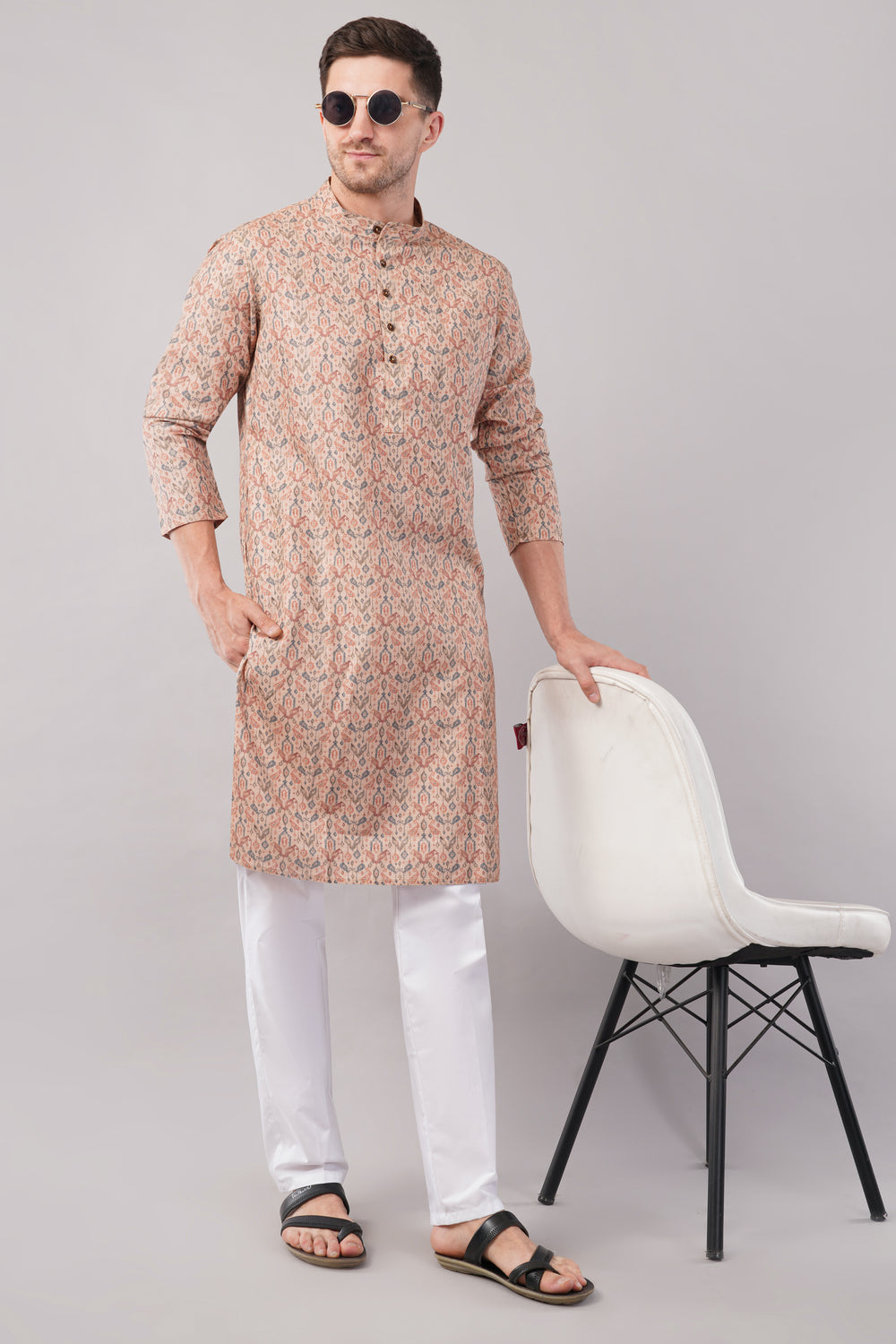 Soul Armor Printed Floral Pattern Straight Fit Ethnic Kurta Set