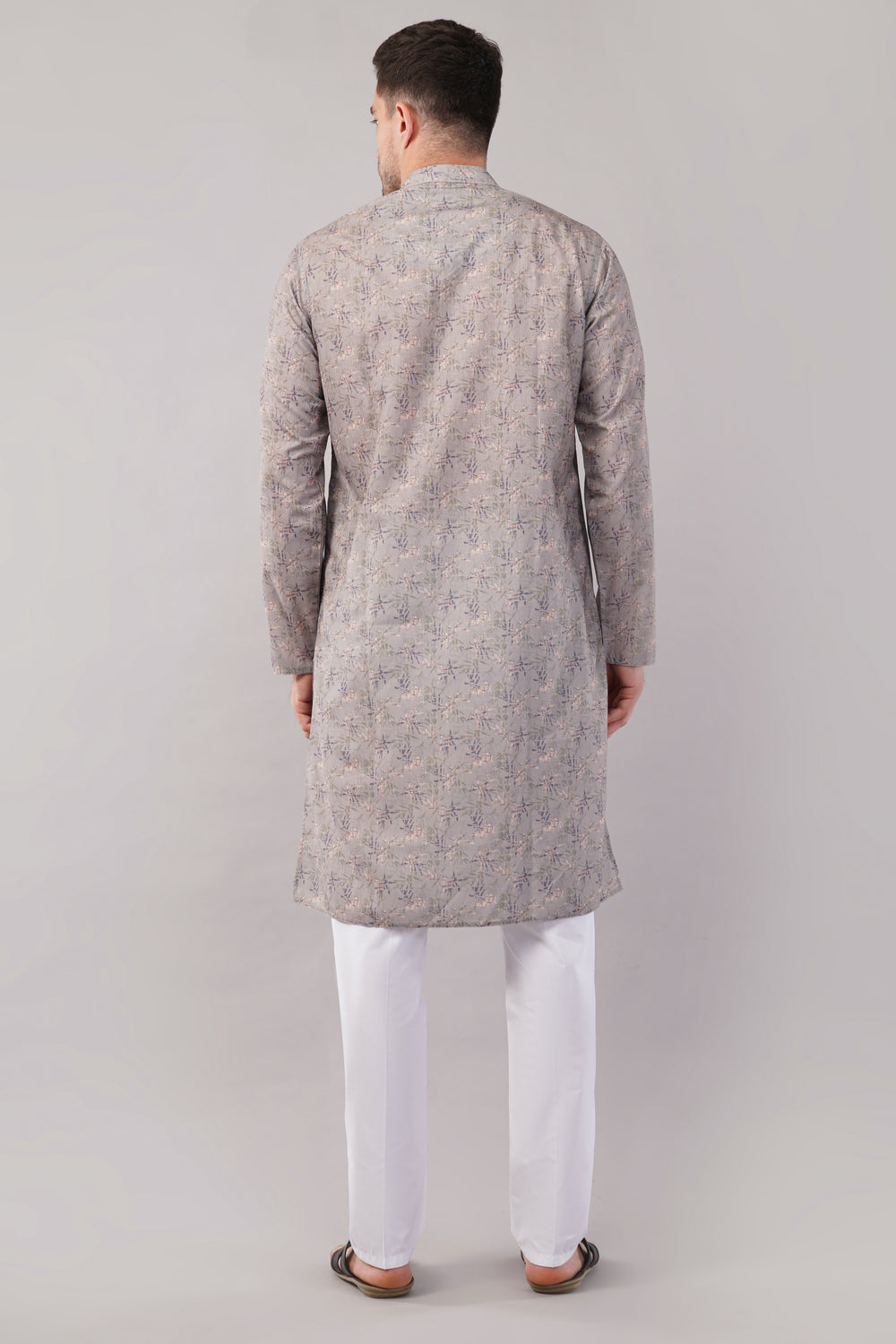 Soul Armor Elegant Botanical Print Mandarin Collar Kurta Set