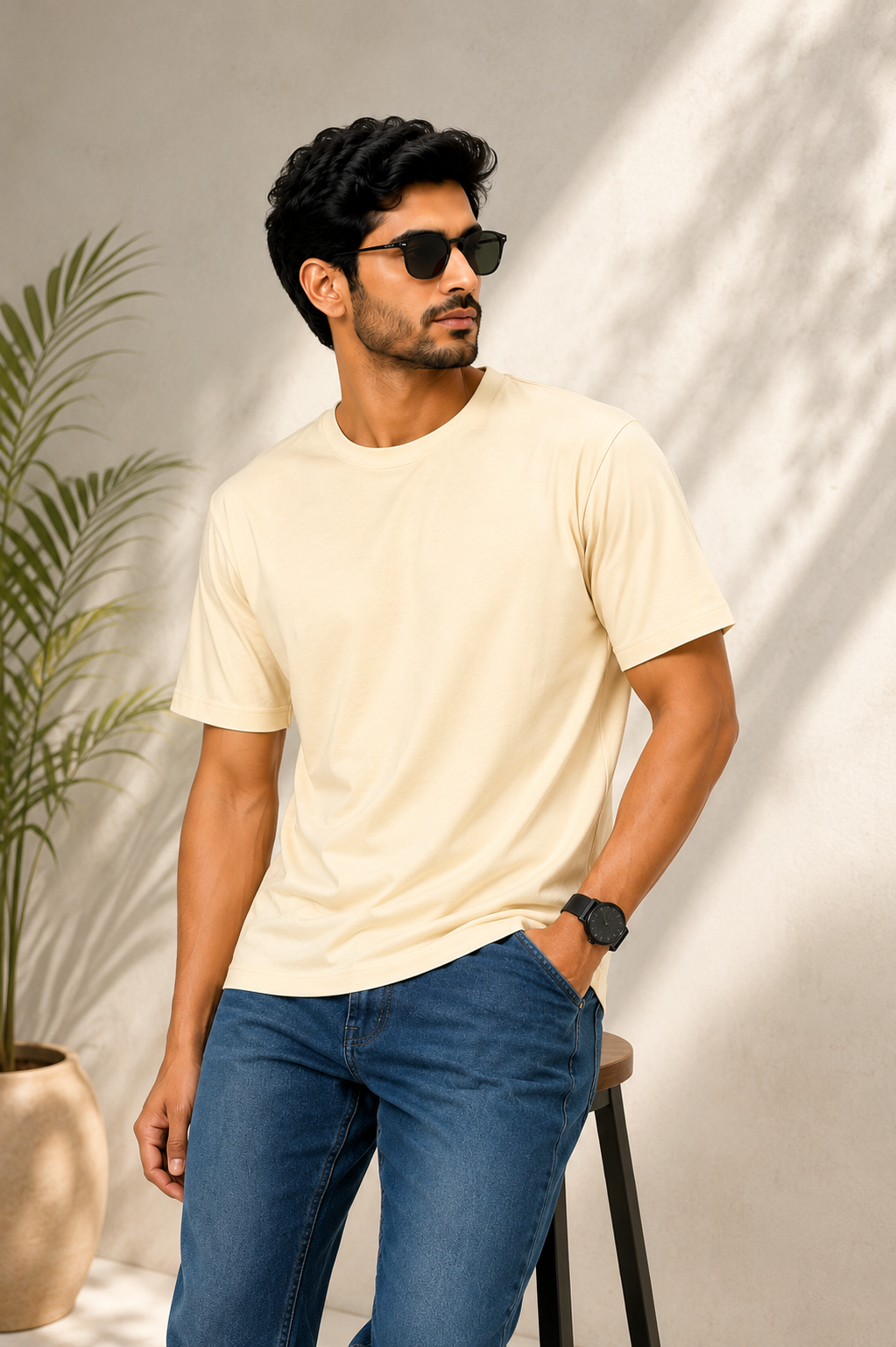 SOUL ARMOR Men's Solid Half Sleeve T-Shirt | Premium 95% Cotton Spandex Stretch Fit | Casual Everyday Wear