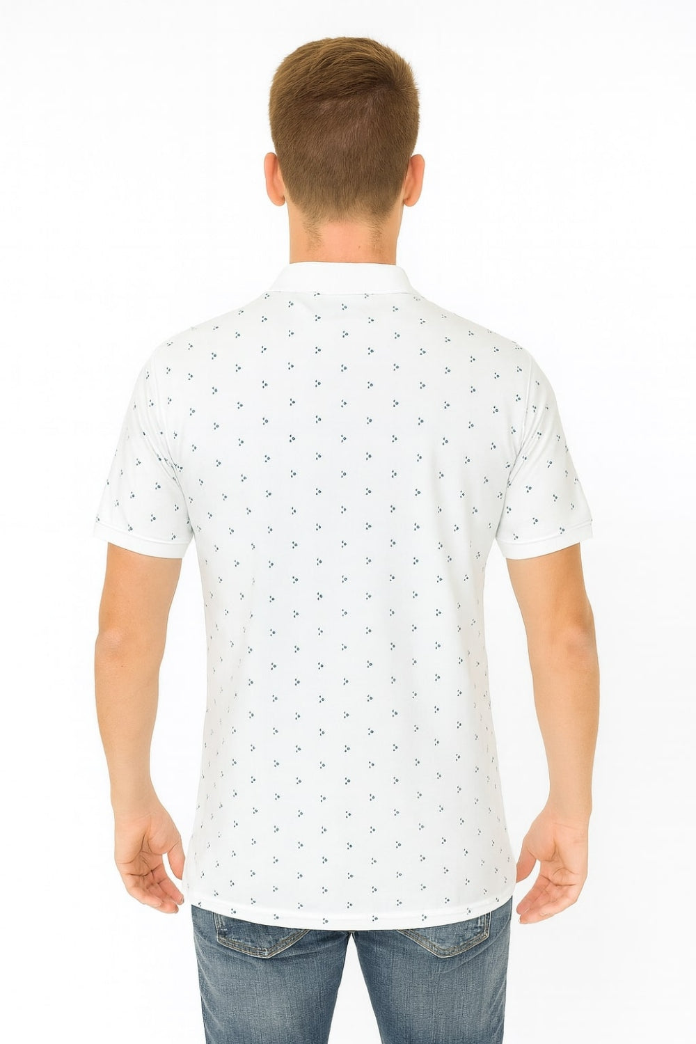 Louis Philippe White Printed Half Sleeve Polo T-shirt