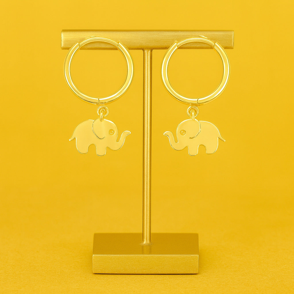 Elephant Charm Hoop Earrings