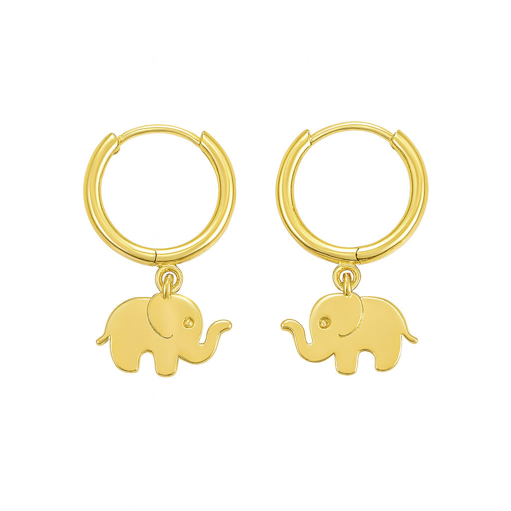 Elephant Charm Hoop Earrings