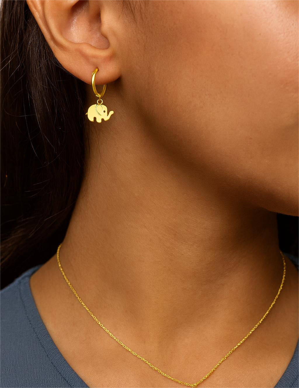 Elephant Charm Hoop Earrings