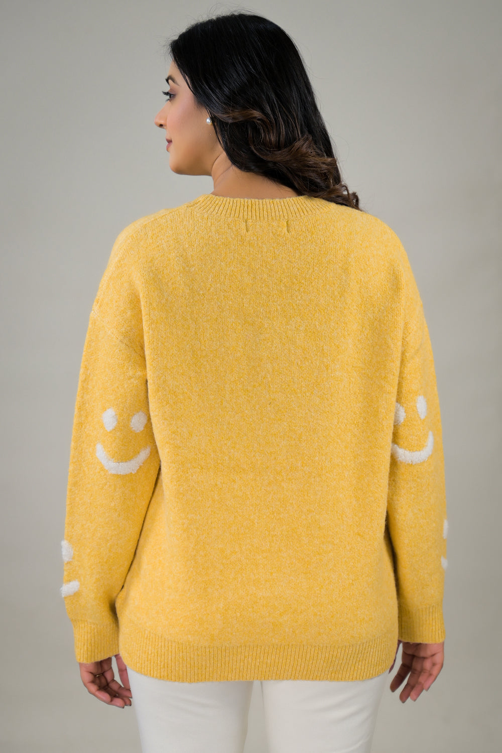 Soul Armor Knitted Smiley Print Full Sleeve Sweater