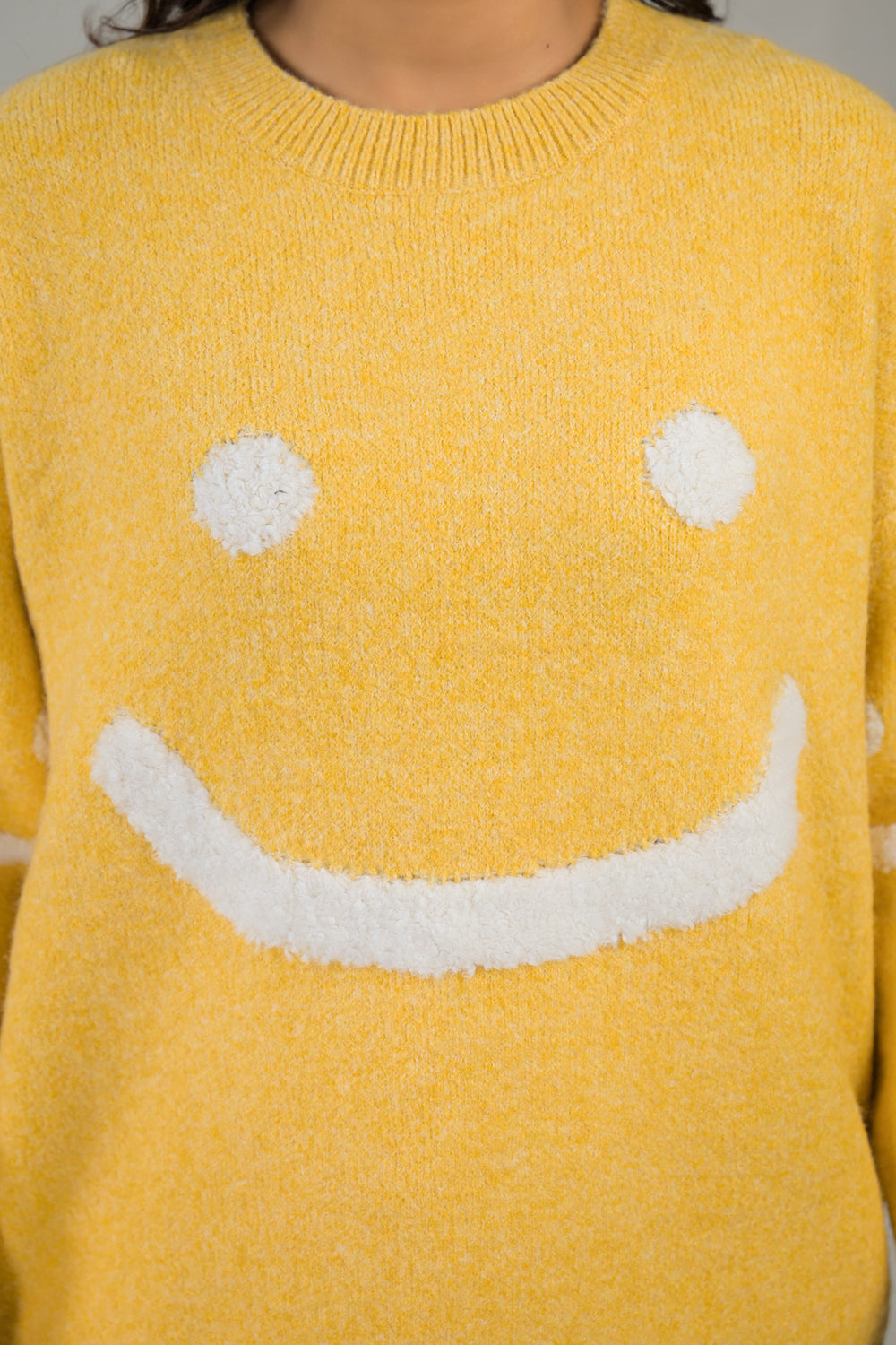Soul Armor Knitted Smiley Print Full Sleeve Sweater