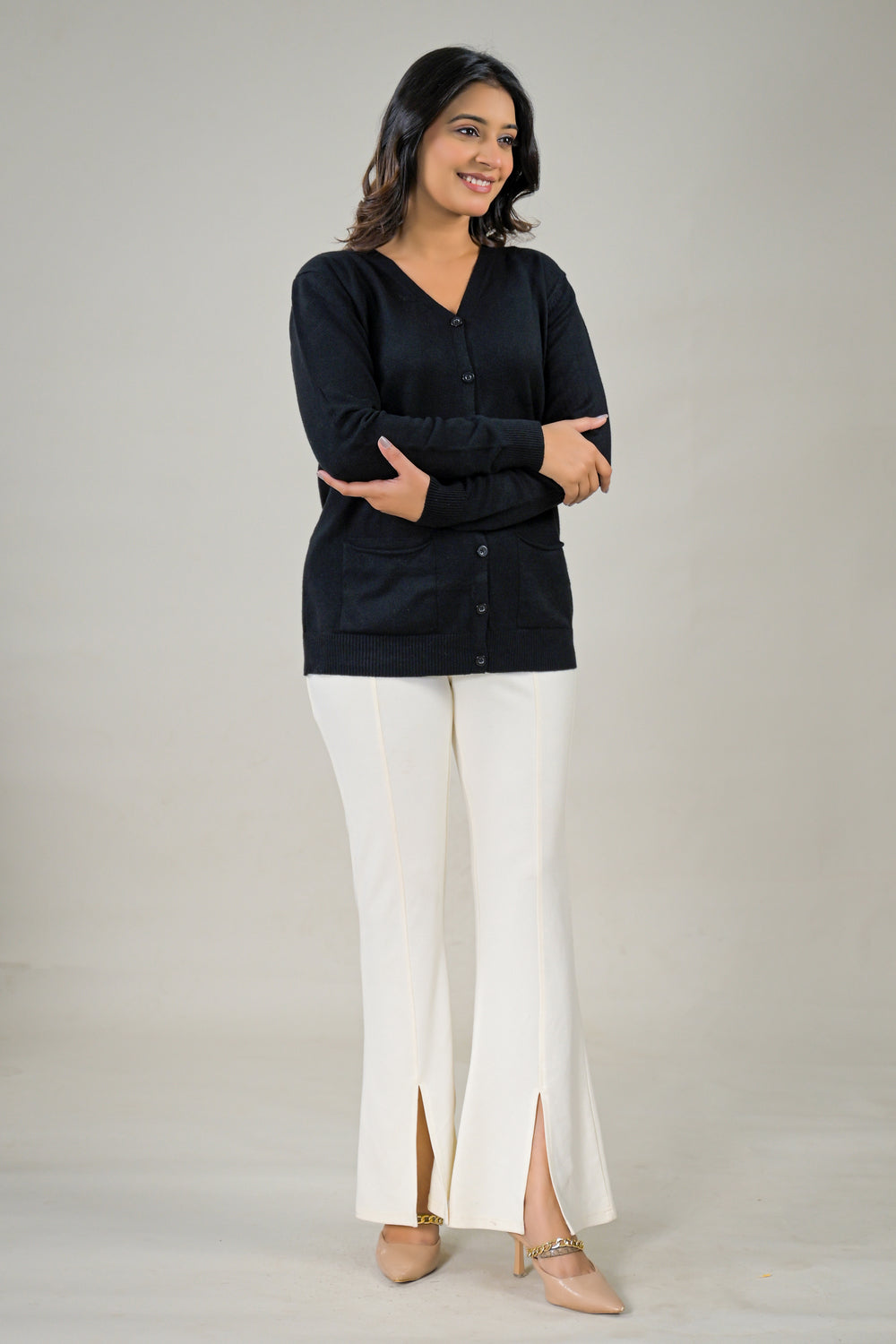 Soul Armor Solid Full Sleeve Button Cardigan Sweater