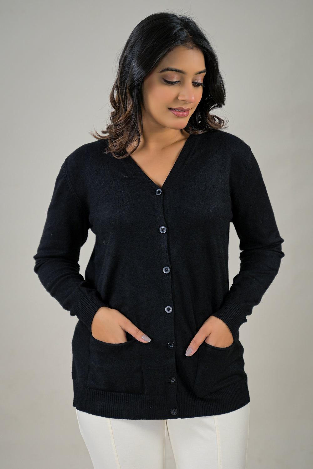 Soul Armor Solid Full Sleeve Button Cardigan Sweater