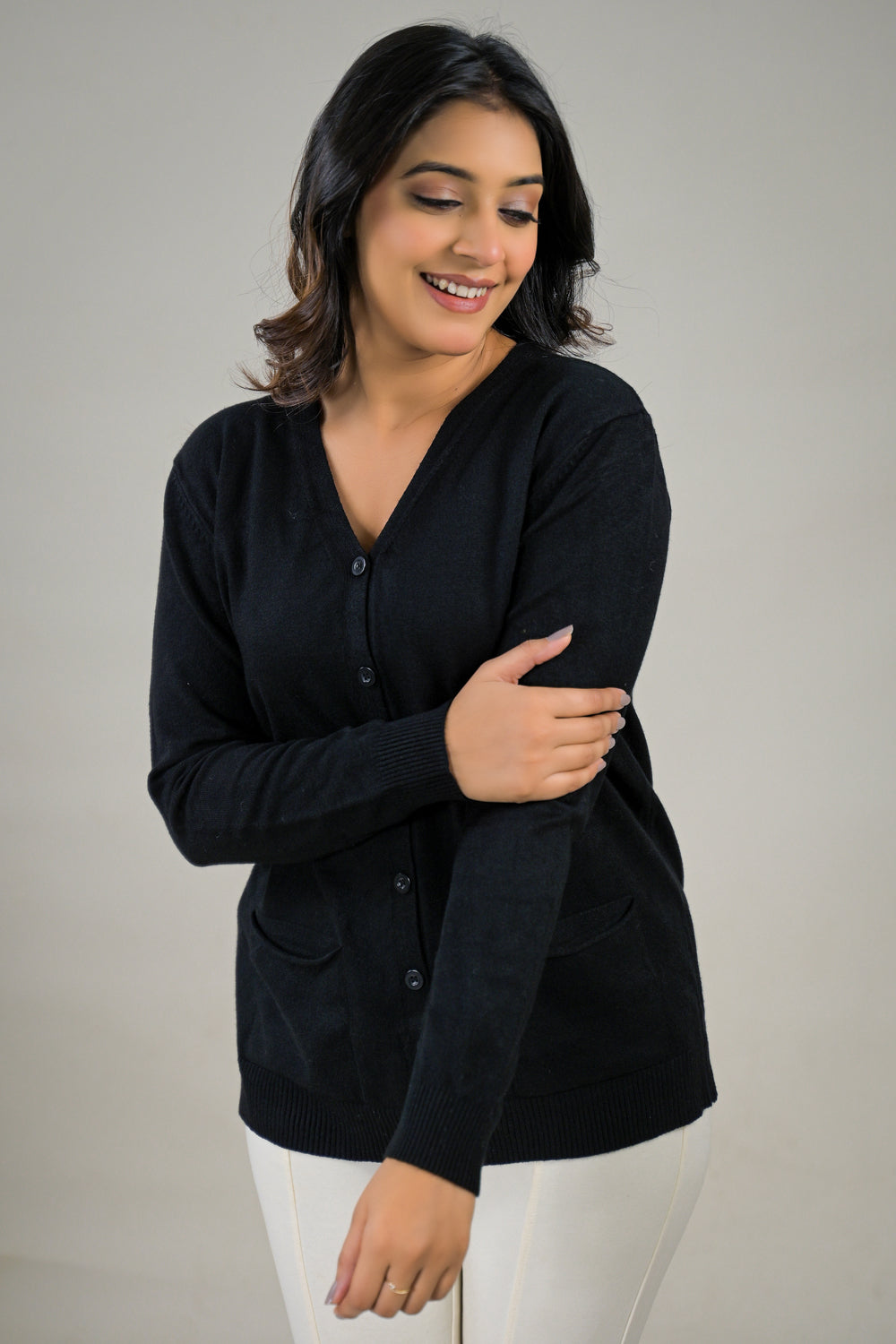 Soul Armor Solid Full Sleeve Button Cardigan Sweater