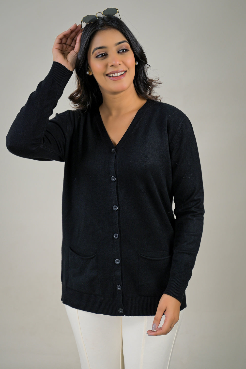 Soul Armor Solid Full Sleeve Button Cardigan Sweater