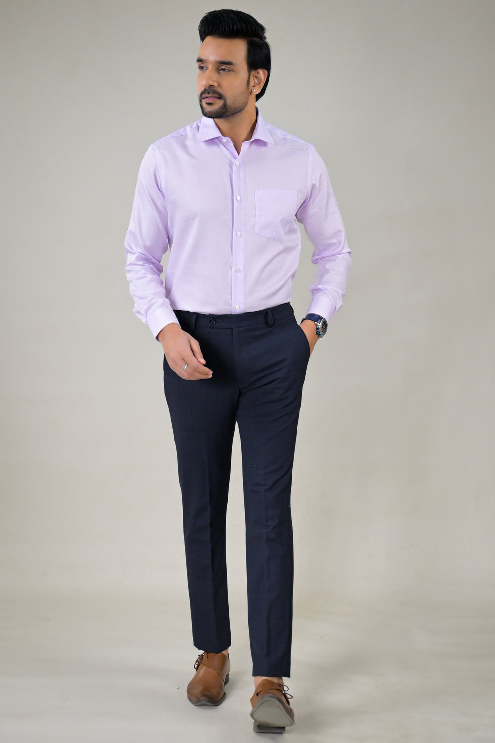 Park Avenue Mens Light Purple Office Wear Formal Shirt
