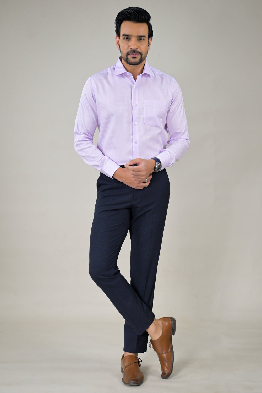 Park Avenue Mens Light Purple Office Wear Formal Shirt