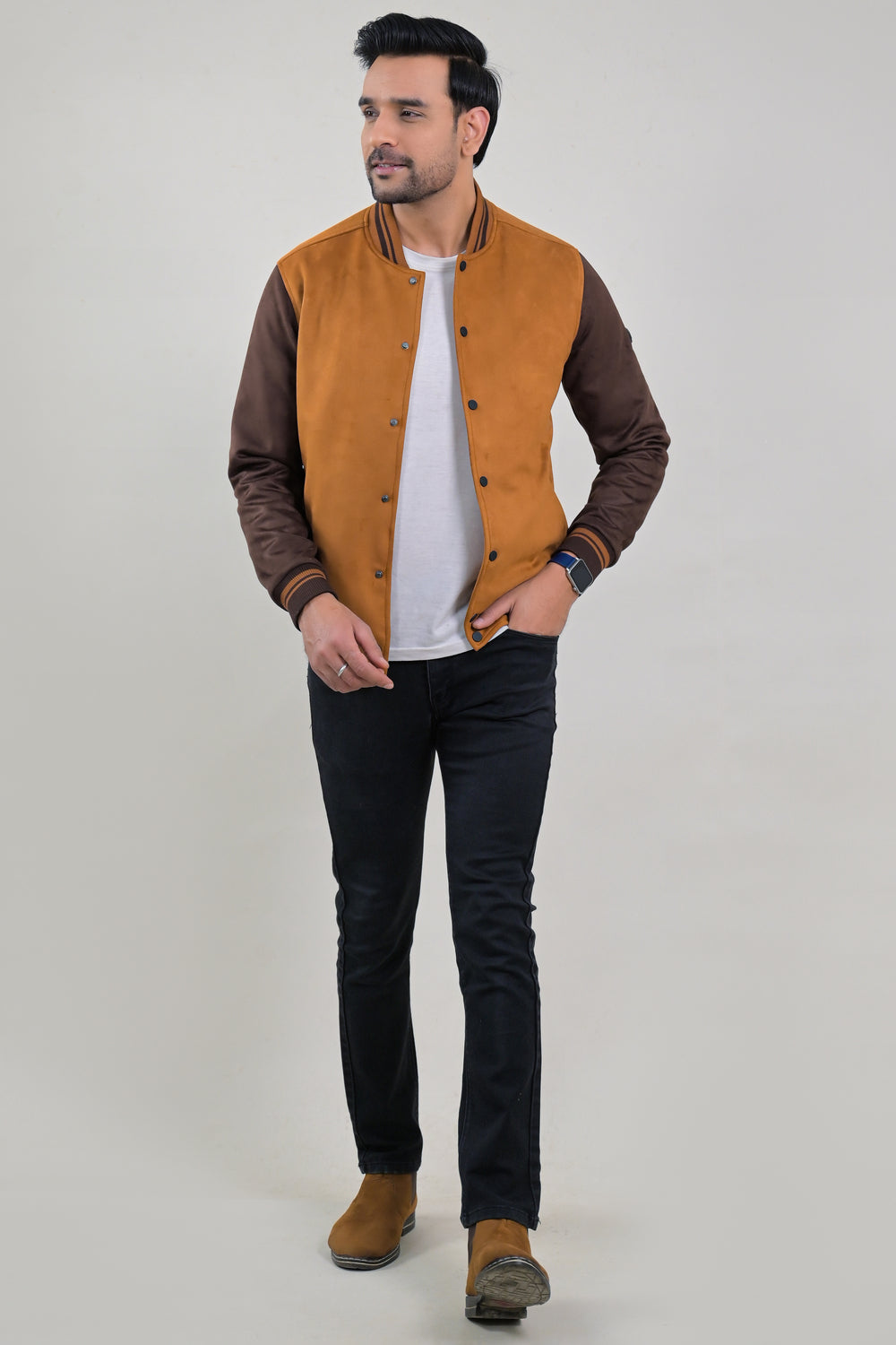 Soul Armor Varsity Style Full Sleeve Snap Button Jacket