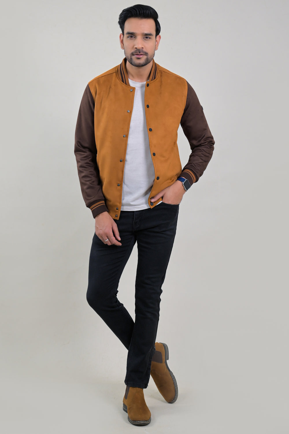 Soul Armor Varsity Style Full Sleeve Snap Button Jacket