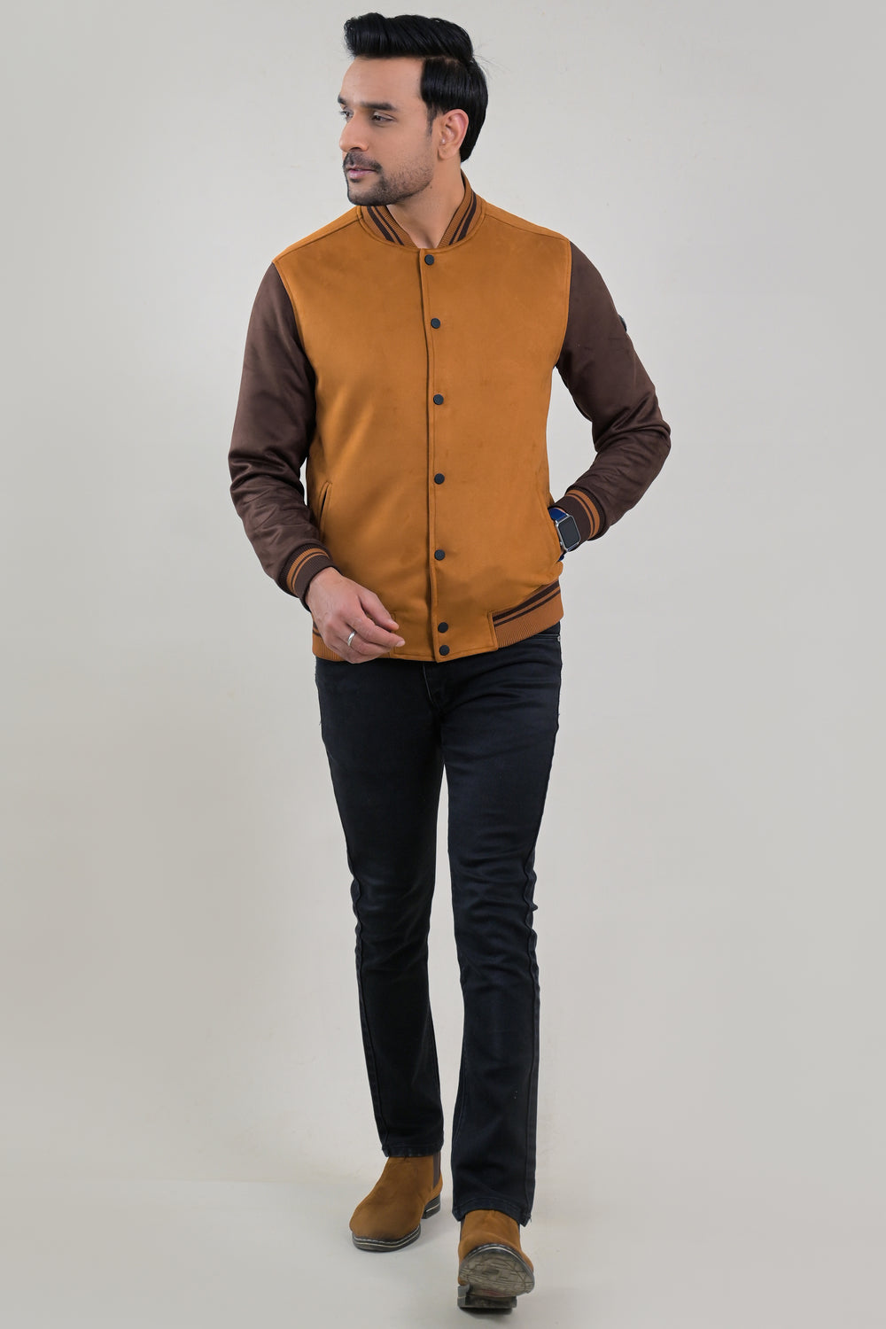 Soul Armor Varsity Style Full Sleeve Snap Button Jacket