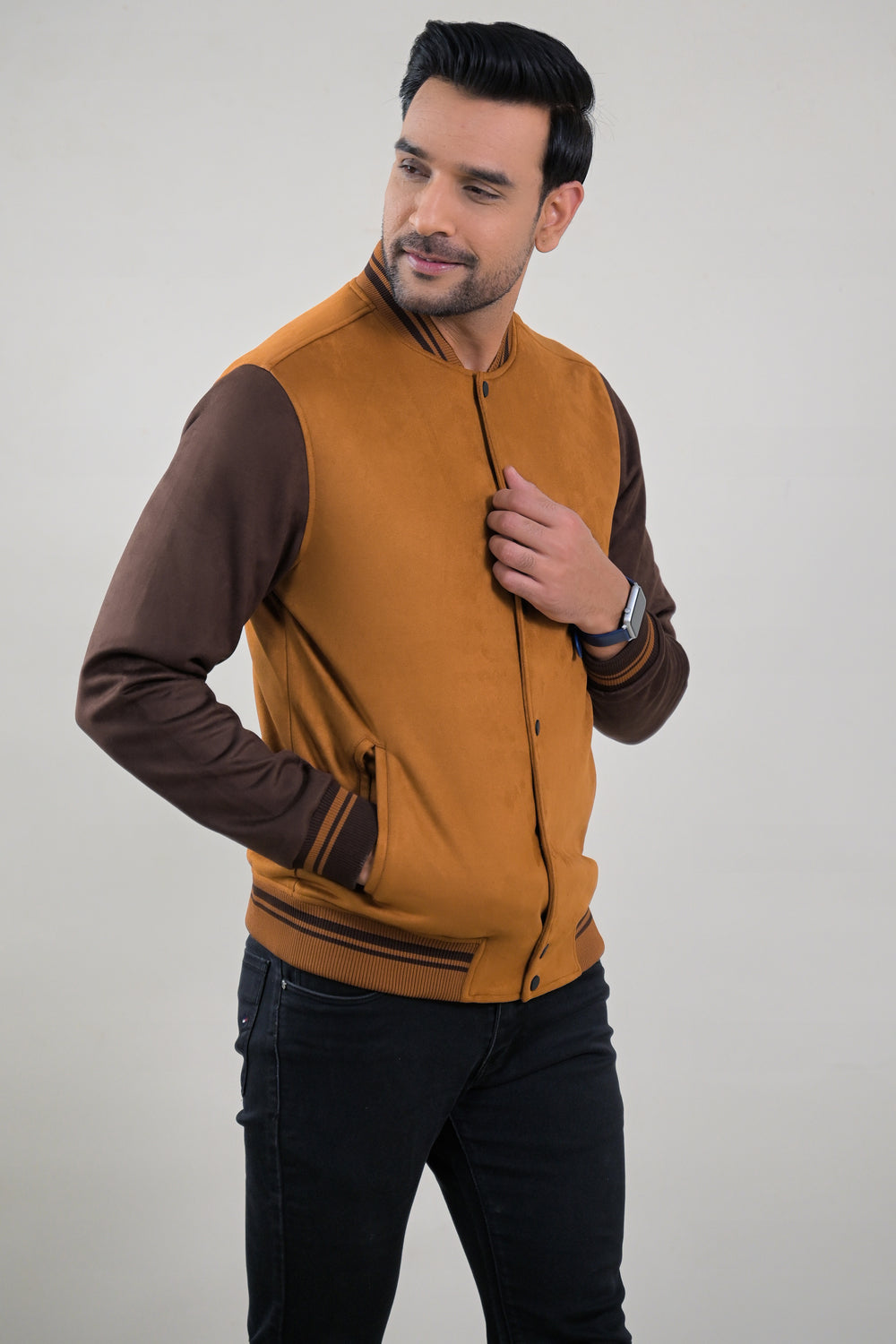 Soul Armor Varsity Style Full Sleeve Snap Button Jacket